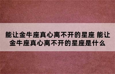 能让金牛座真心离不开的星座 能让金牛座真心离不开的星座是什么